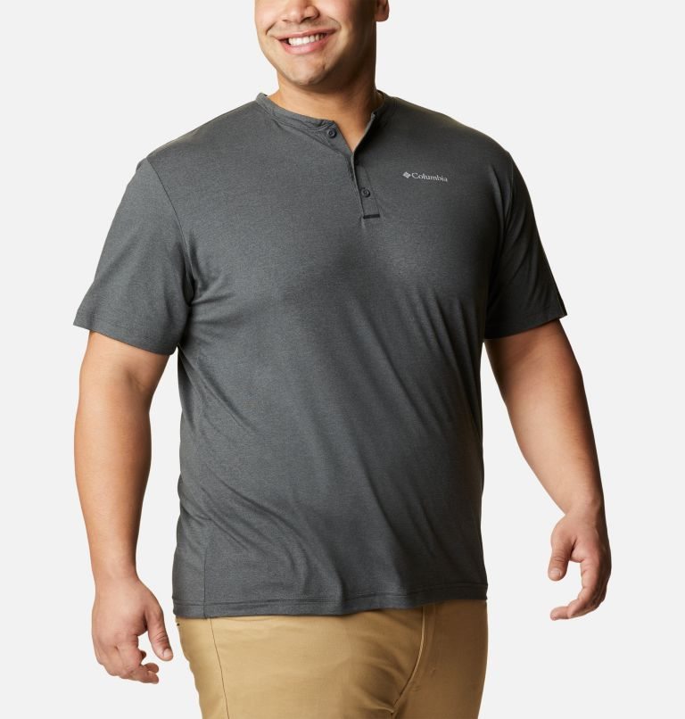 Tricouri Columbia Tech Trail Scurte Sleeve Henley Barbati Gri Inchis | Plus Size REASM9817